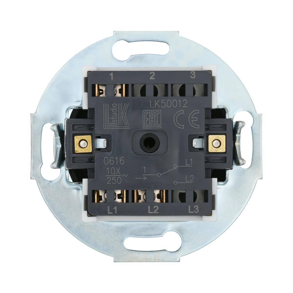 фото переключатель lk studio поворотный (схема 6) 16 a, 250 b (черный) vintage 880708-1 | 220svet.ru