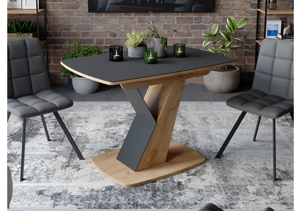 фото стол раскладной woodville гарда тип 1 дуб крафт золотой / стекло матовое чёрный графит 474398 | 220svet.ru