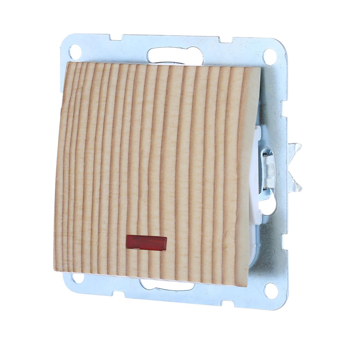 фото переключатель lk studio 1-кл., на 2 направления, c индикатором (схема 6l) 16 a, 250 b (сосна) lk60 860425-1 | 220svet.ru