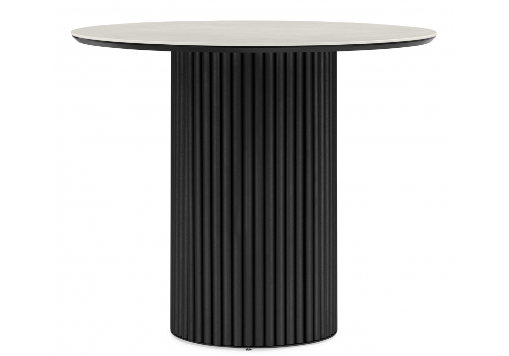 фото керамический стол woodville барел 89 carmen light grey / черный 625955 | 220svet.ru