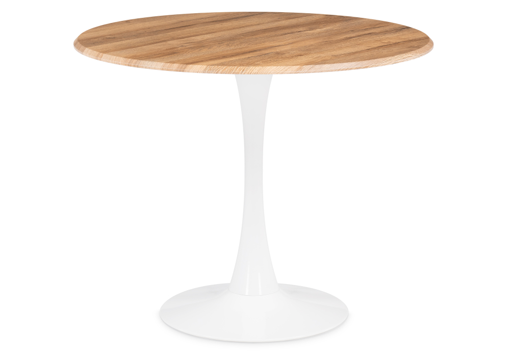 фото стол деревянный woodville тулип 90х73 дуб вотан / белый 530836 | 220svet.ru