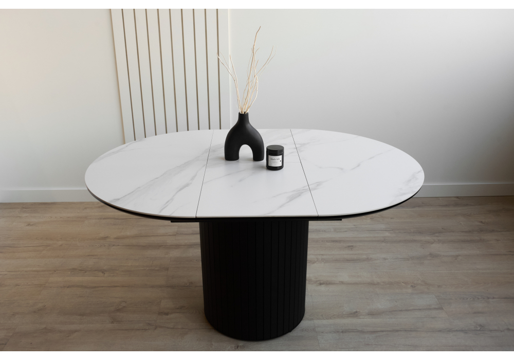 фото керамический стол раскладной woodville лорен 100(140) snow white / черный 664691 | 220svet.ru