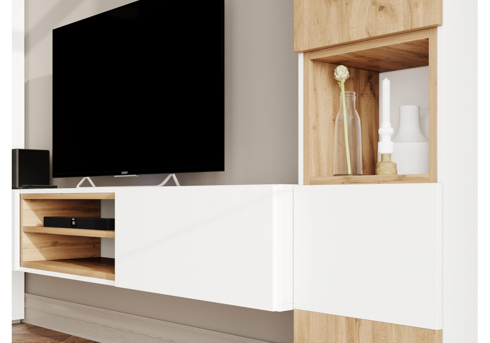 фото стеллаж woodville лонгфорд белый / дуб вотан 563529 | 220svet.ru