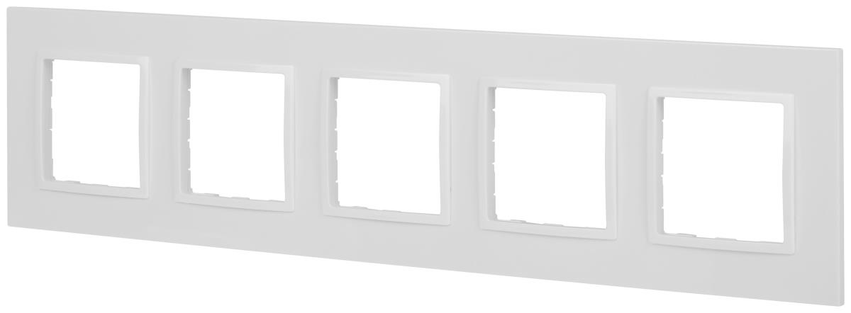 фото рамка для розеток и выключателей эра elegance 14-5015-01м на 5 постов, classic, белый матовый б0065830 | 220svet.ru