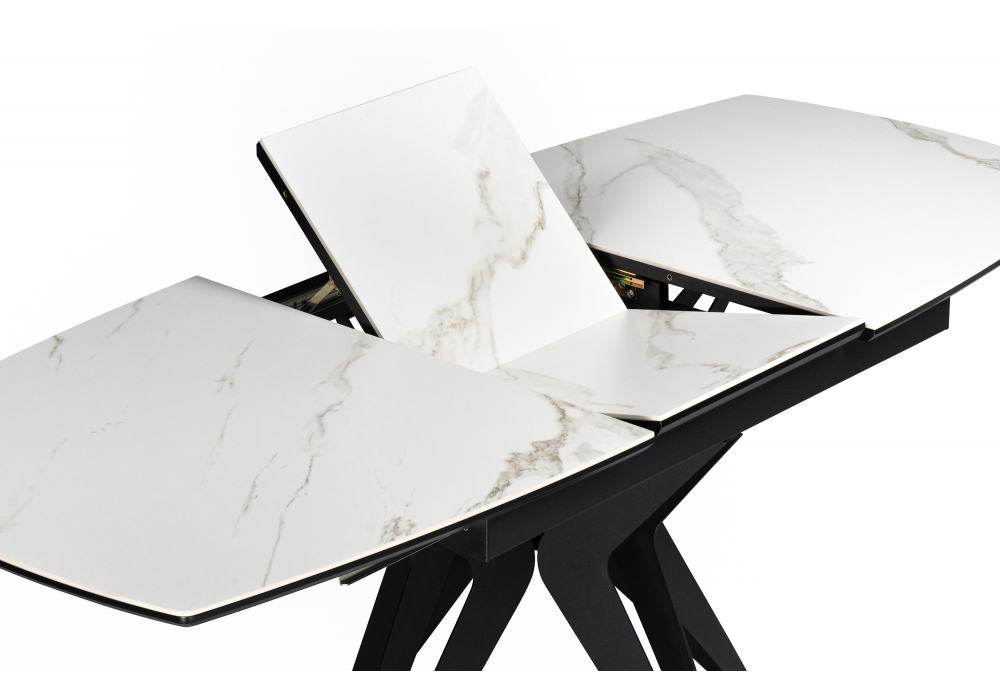 фото керамический стол раскладной woodville риполь 160(205)х89 белый мрамор 625965 | 220svet.ru