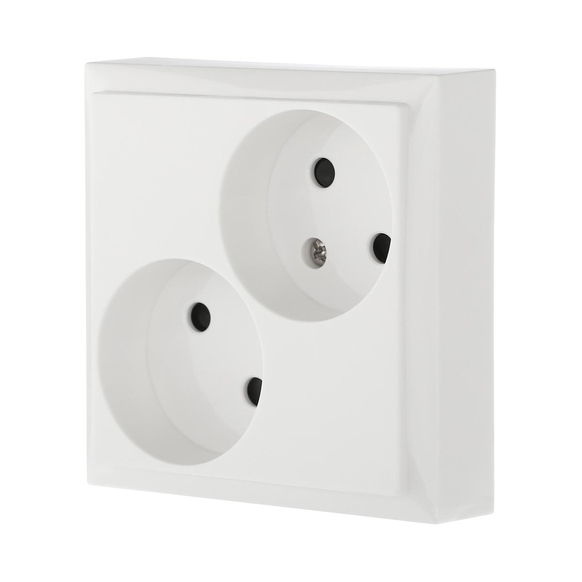 фото розетка lk studio двойная без з/к, со шторками (белый) lk80 843604-1 | 220svet.ru