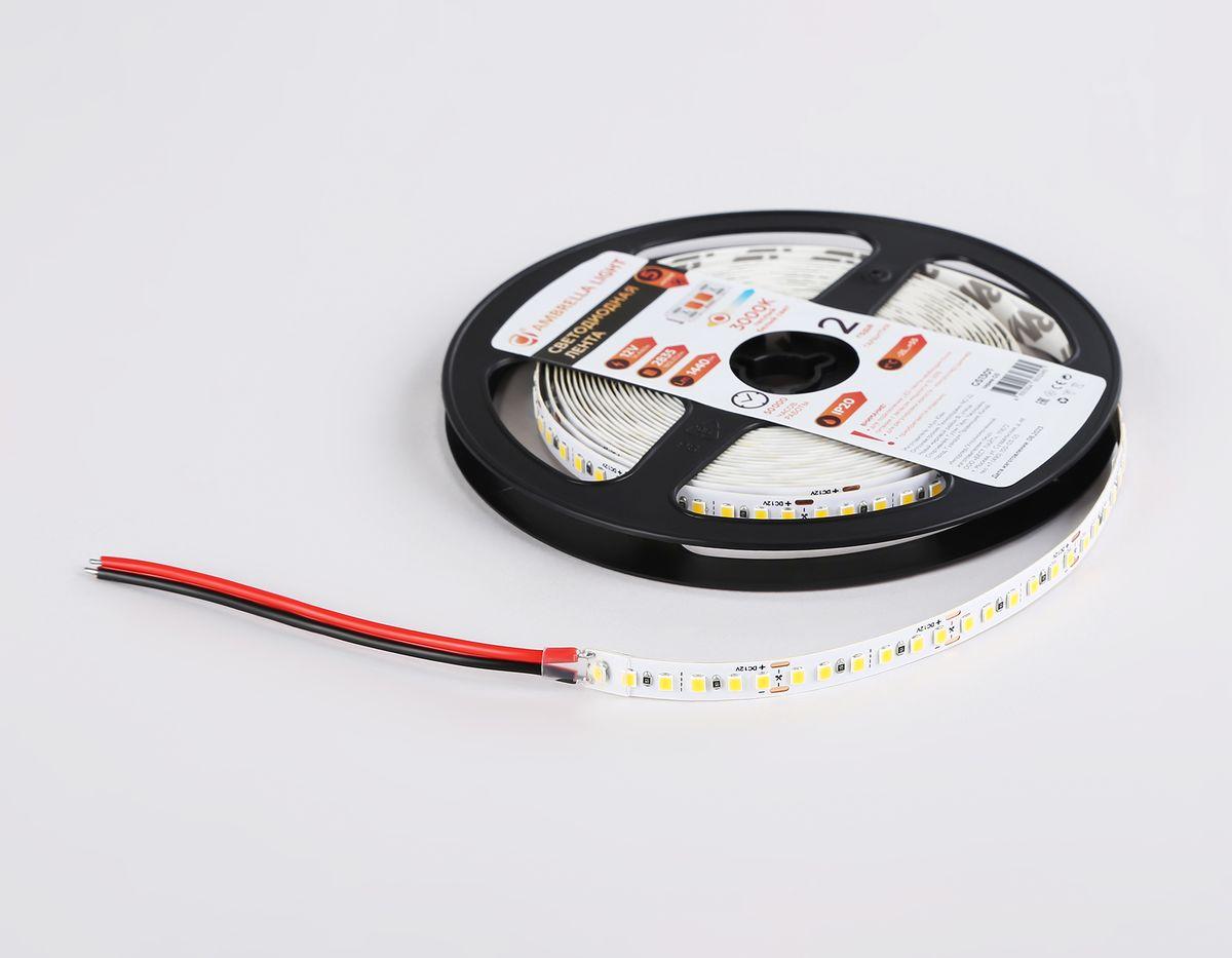 фото светодиодная лента теплый белый ambrella light 14,4w/m 180led/m 2835smd 3000к 5m gs1301 | 220svet.ru