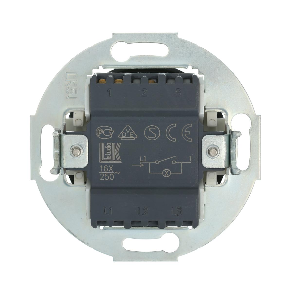 фото выключатель lk studio одноклавишный (схема 1l) с индикатором 16 а, 250 в (черный) vintage 880208-1 | 220svet.ru