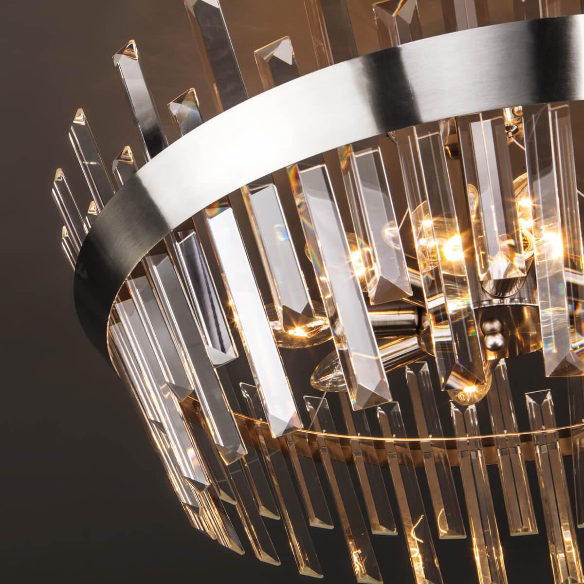 фото потолочная люстра eurosvet steccato 10111/8 сатин-никель / прозрачный хрусталь strotskis | 220svet.ru