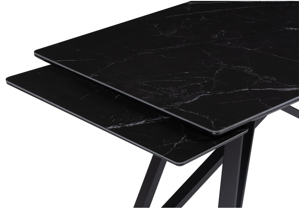 фото керамический стол раскладной woodville вилсон 160(220)х89 черный мрамор 626051 | 220svet.ru