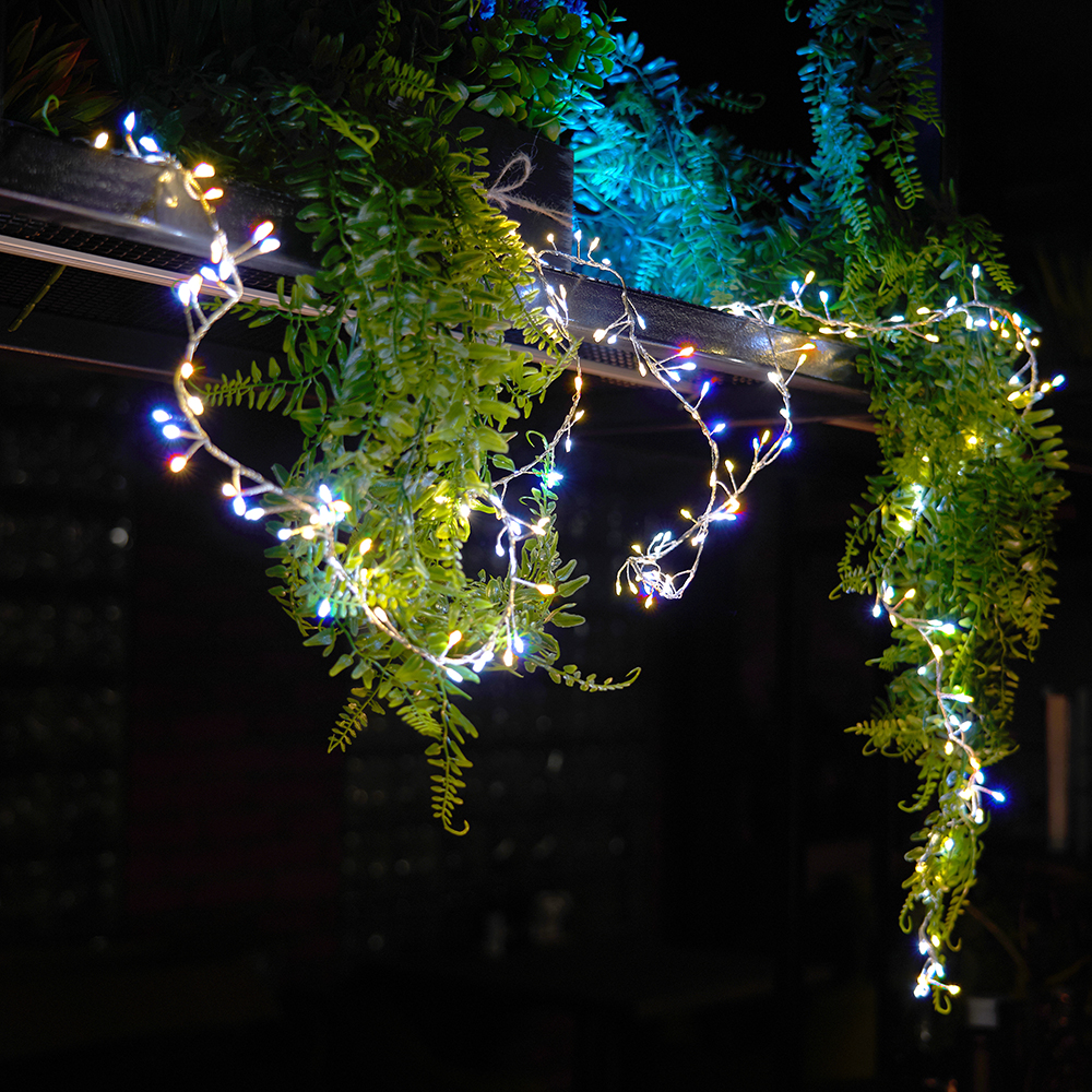 фото гирлянда кластер (на проволоке) feron cl584 линейная 12м  мультиколор, c питанием от сети 230v, прозрачный шнур 51449 | 220svet.ru