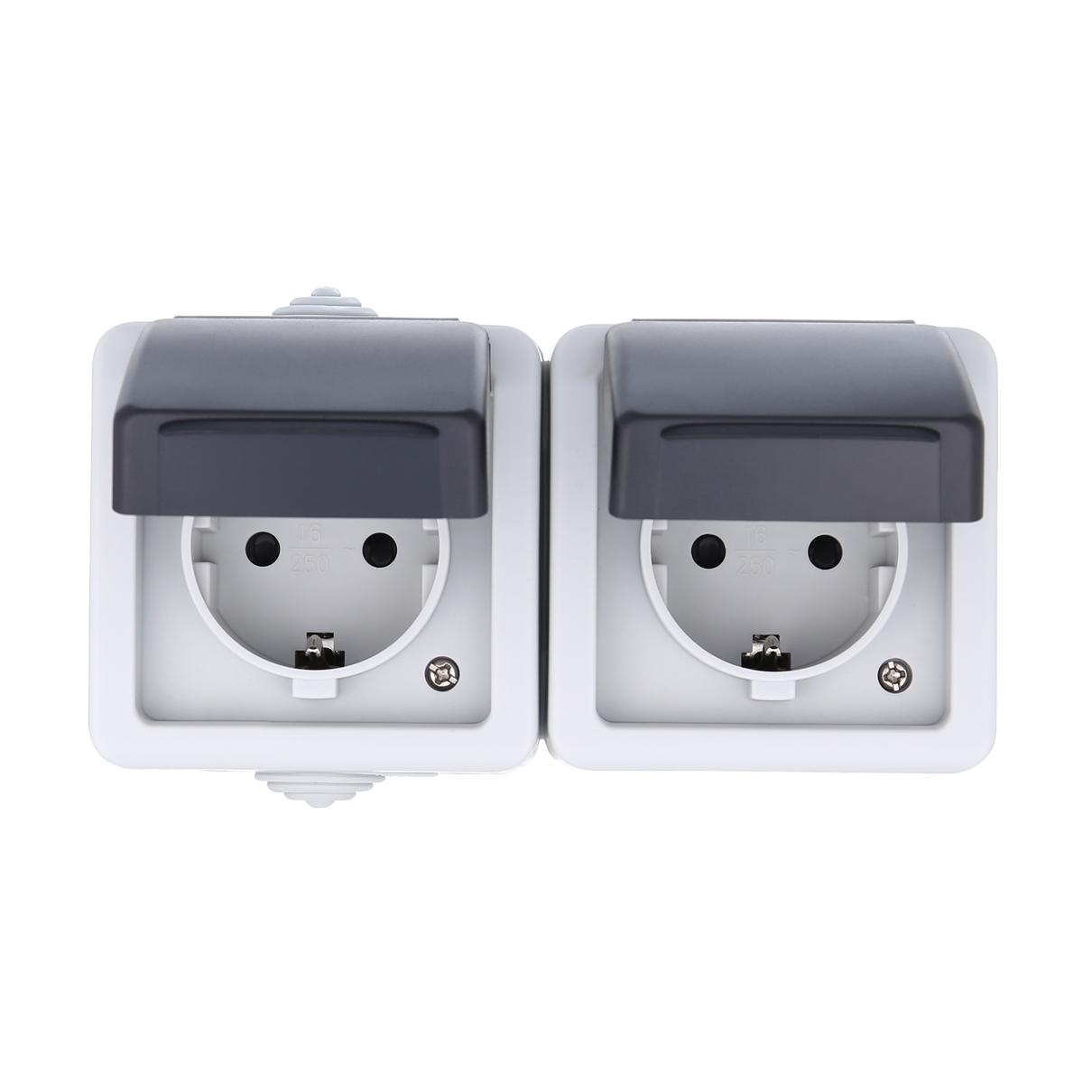 фото розетка lk studio двойная с з/к, ef602g, 16a (серый) 80008 | 220svet.ru