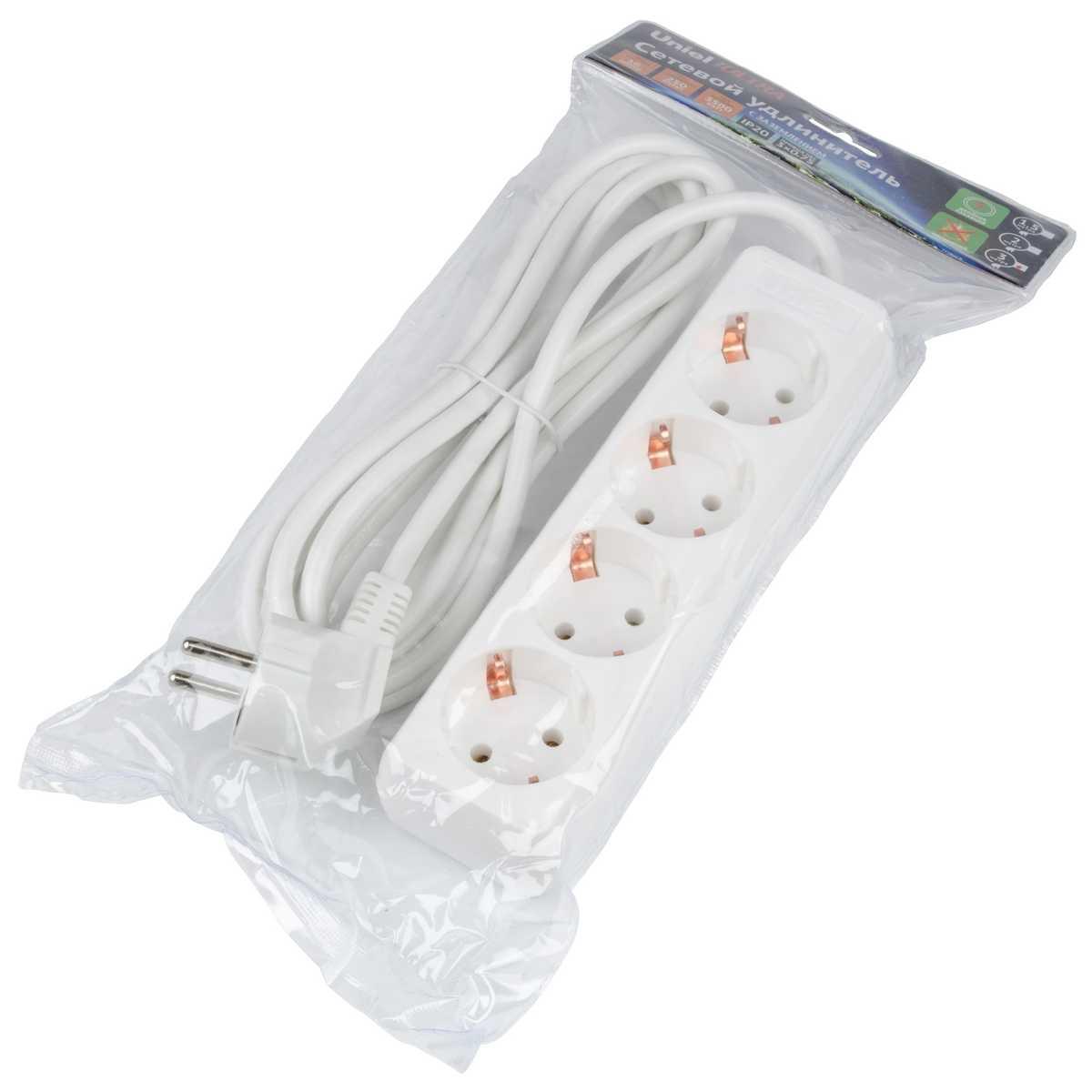 фото удлинитель uniel ultra 4гн х 3м с/з s-gcu4-3 white ul-00010006 | 220svet.ru