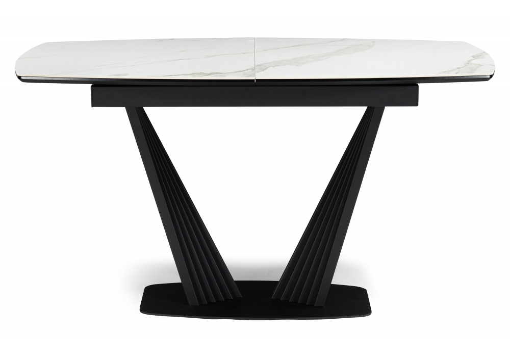 фото керамический стол раскладной woodville вейл белый мрамор snow white / черный 626055 | 220svet.ru