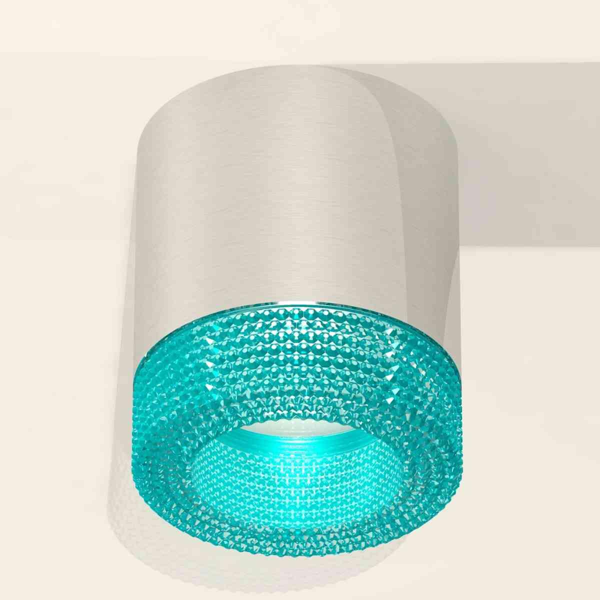 фото комплект накладного светильника ambrella light techno spot xs7405005 psl/bl серебро полированное/голубой (c7405, n7194) | 220svet.ru