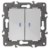 Миниатюра фото выключатель двухклавишный с подсветкой эра 10ax 250v 14-1105-01 б0034237 | 220svet.ru